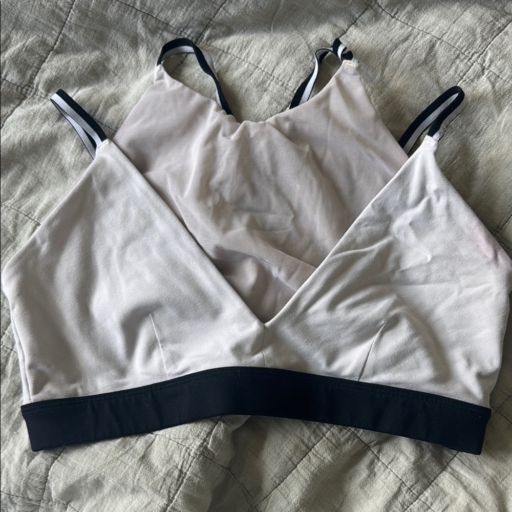 Women's White and Black Sports Bra